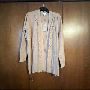 Cyrus NWT Toffee Colored Cardigan Sz Lg Ret $110. Unique Detail